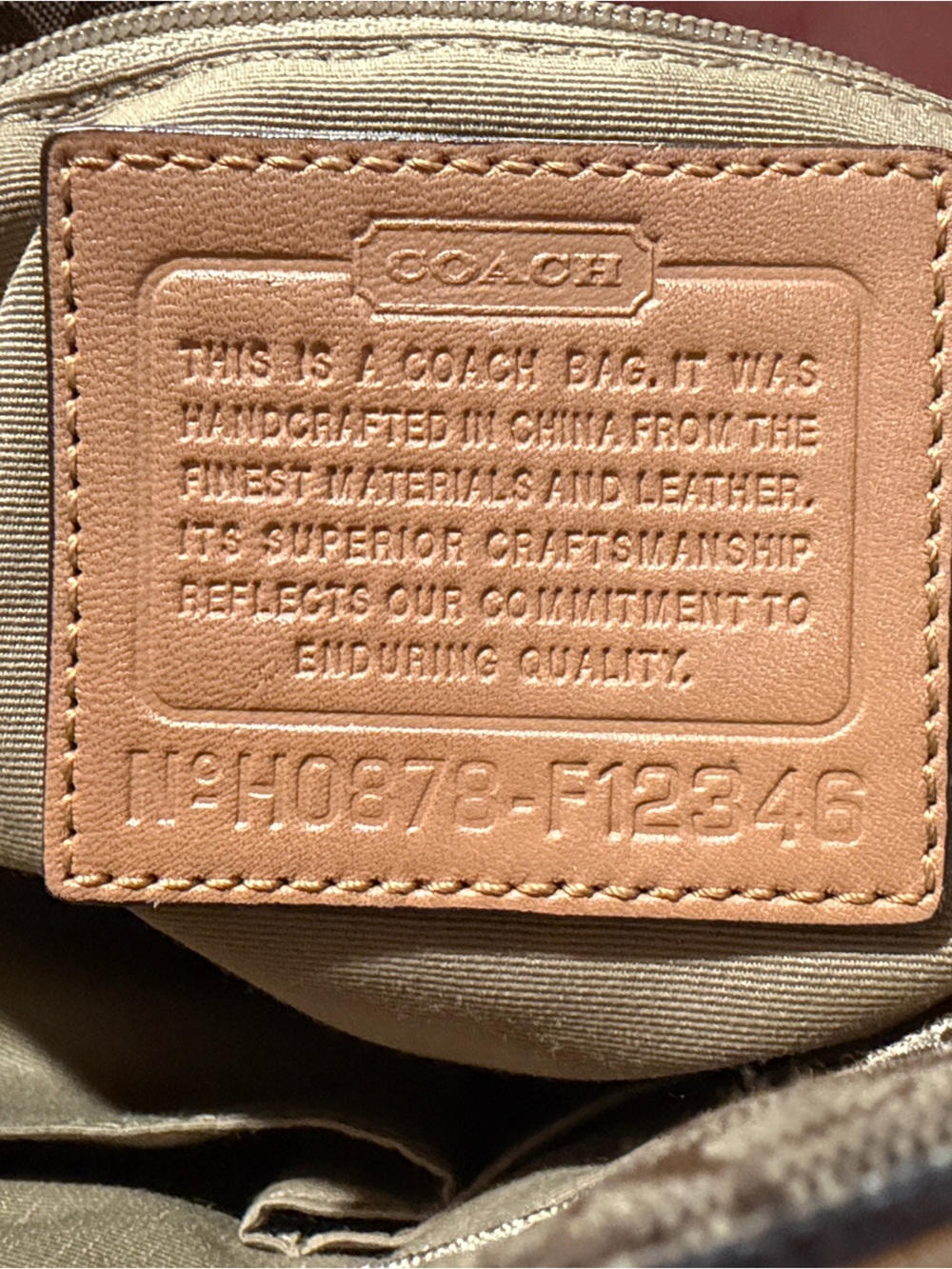 Authentic vintage Coach Signature Gallery Tote Bag khaki Brown w/tan leather - Picture 12 of 16